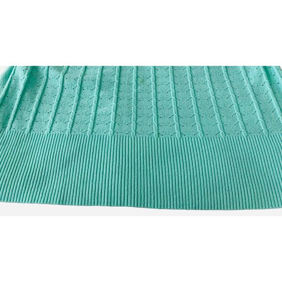 LIQUID BY SIONI SHORT LACE SLEEVE PULL-OVER BLOUSE, WOMENS, L, MINT GREEN, TIE - Picture 7 of 10